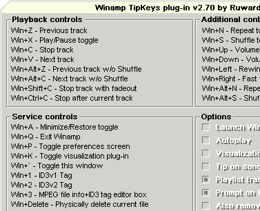 Winamp TipKeys Plugin Screenshot
